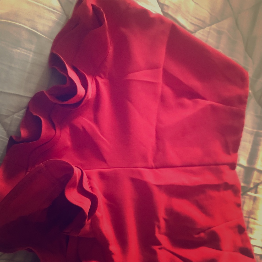 Red shorts with ruffle